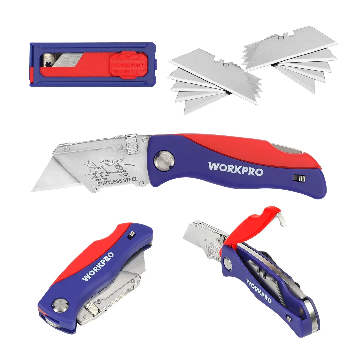 EDCIMBA UK-PR3 WORKPRO Folding Knife 15 Blades Heavy Duty Stainless Steel Utility Cutter