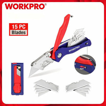 EDCIMBA UK-PR3 WORKPRO Folding Knife 15 Blades Heavy Duty Stainless Steel Utility Cutter