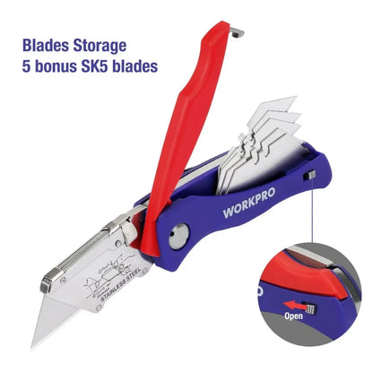 EDCIMBA UK-PR3 WORKPRO Folding Knife 15 Blades Heavy Duty Stainless Steel Utility Cutter